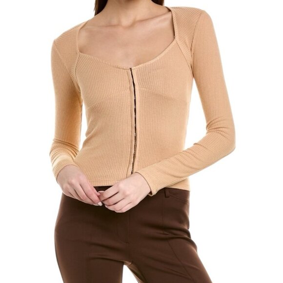 Favorite Daughter Kate Ribbed Bustier Top Womens Sz S Tan Corset Knit Stretch - Picture 1 of 9